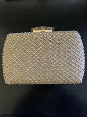 Sparkling Iridescent Rhinestone Evening Clutch - Champagne